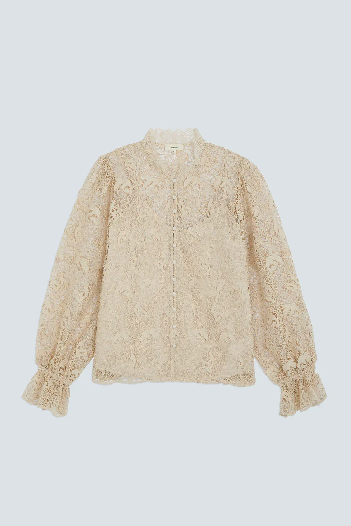Suncoo blus i creme spets