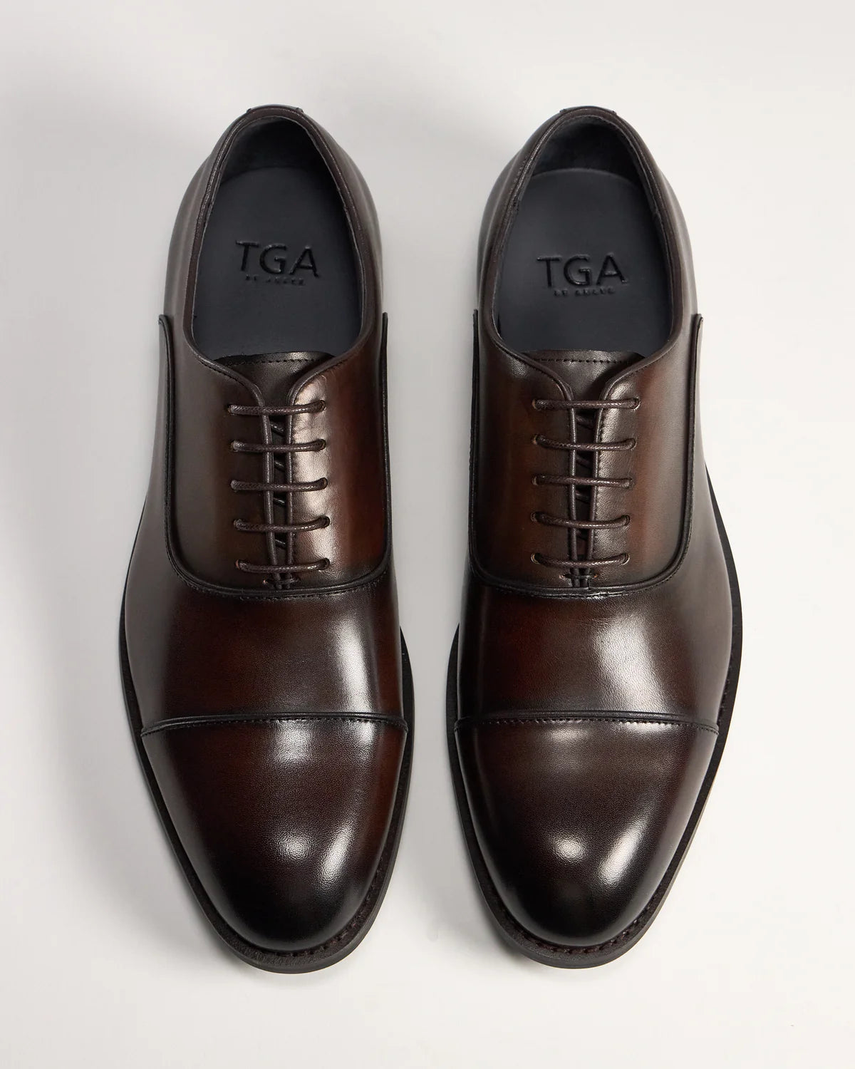 TGA mörkbruna skor med cap toe herr