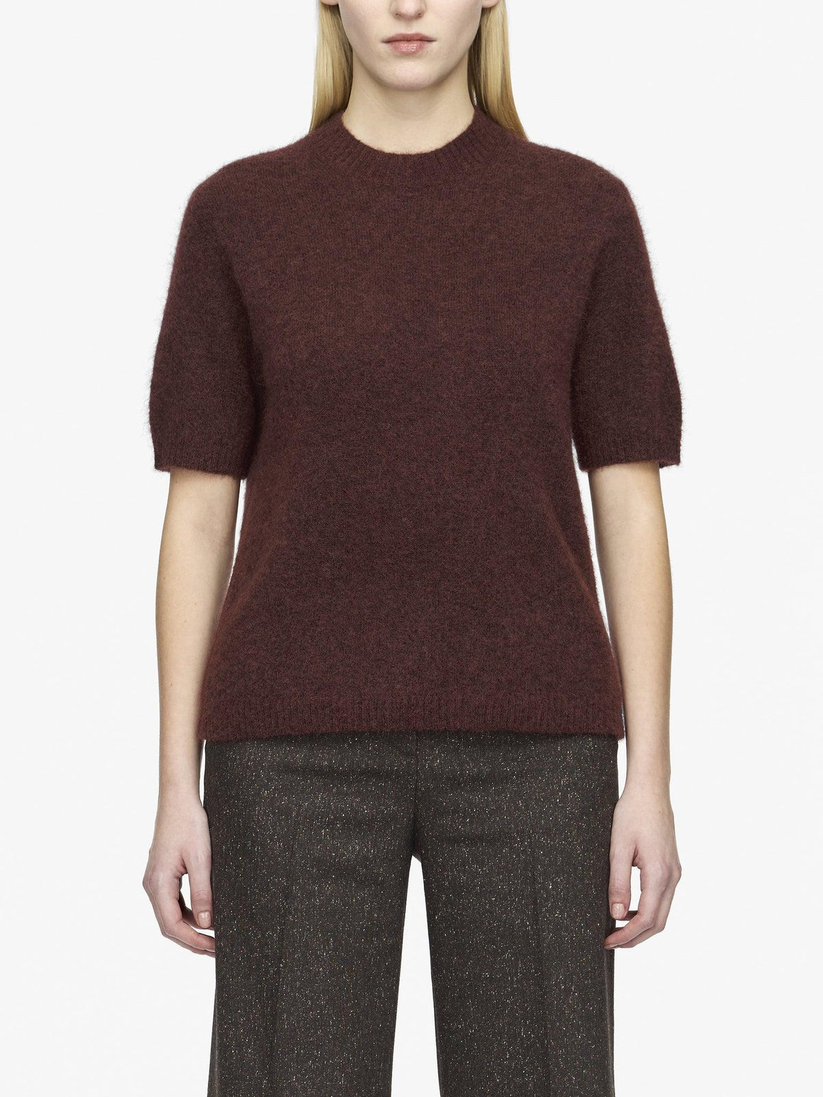 Tiger of Sweden May mohair-ull t-shirt i burgundy