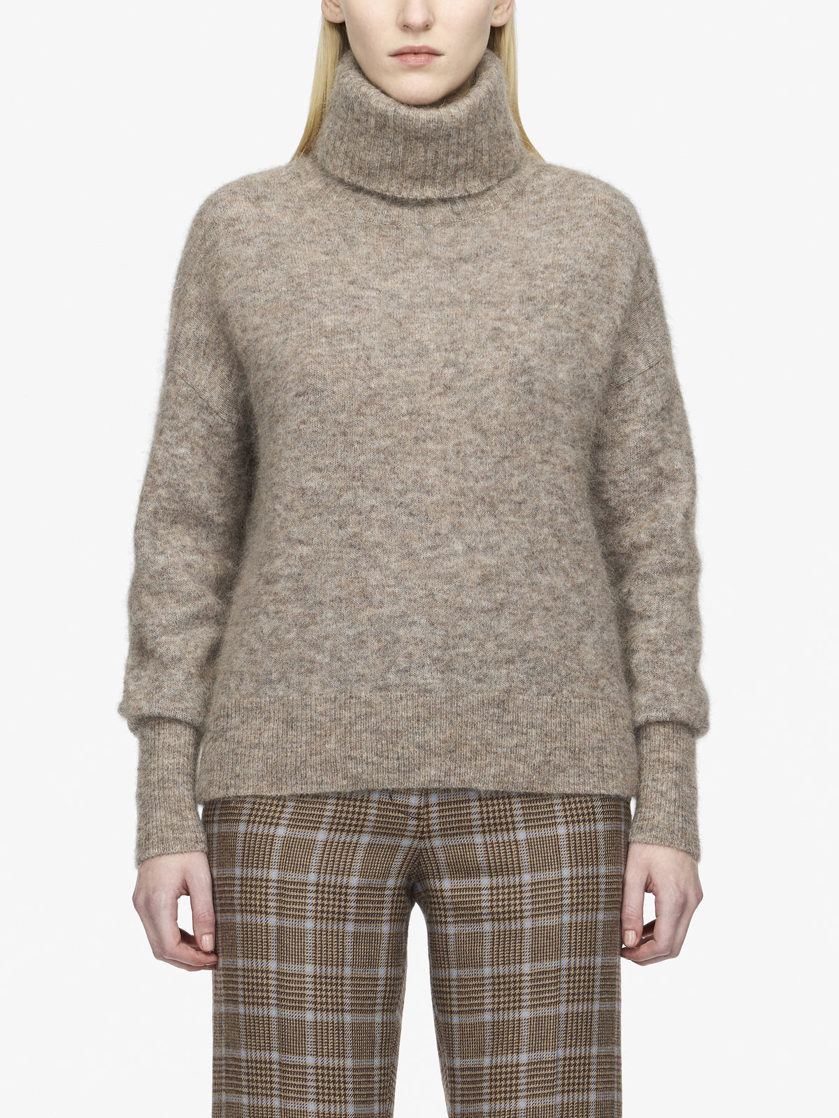 Tiger of Sweden Paxi mohair-merino polotröja i grå beige melange