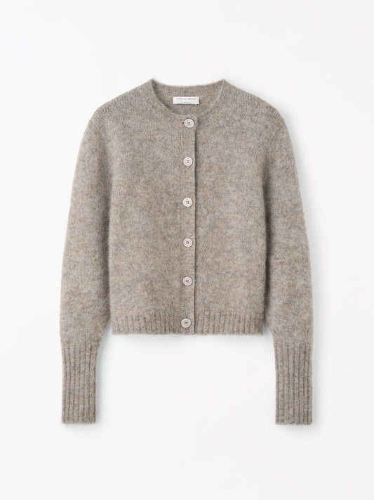Leonie mohair kofta - Grey Beige Melange