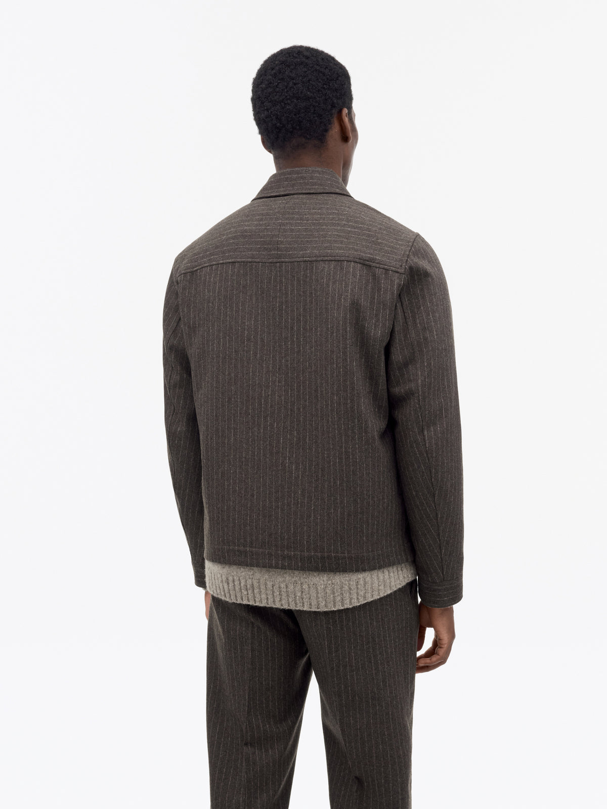 Barnaby C Kritstreckad Shirt Jacket - Mörkbrun – baksida