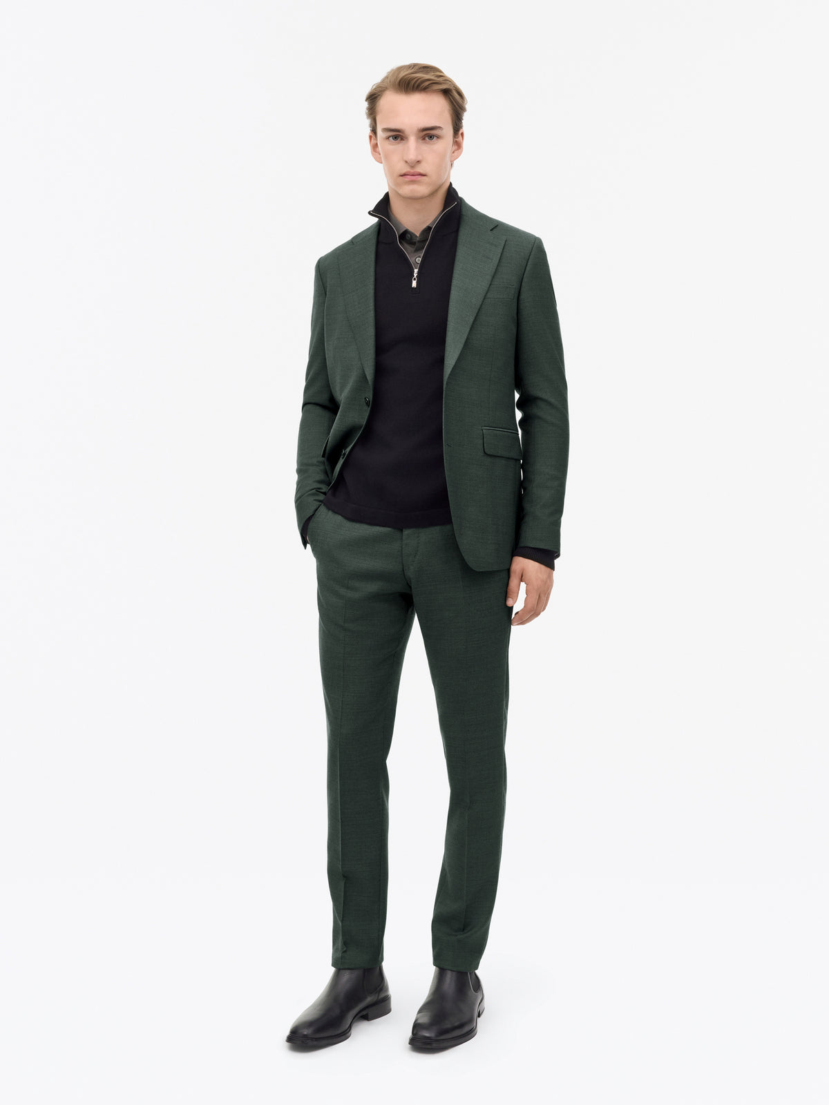 Ease Slim-Fit Kostym - Mörkgrön – modellbild