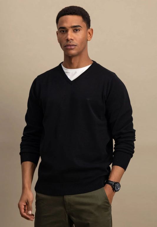 V-Neck, Superfine - 999 Black