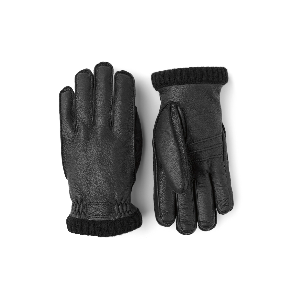 Hestra Deerskin Primaloft Rib svarta handskar i läder