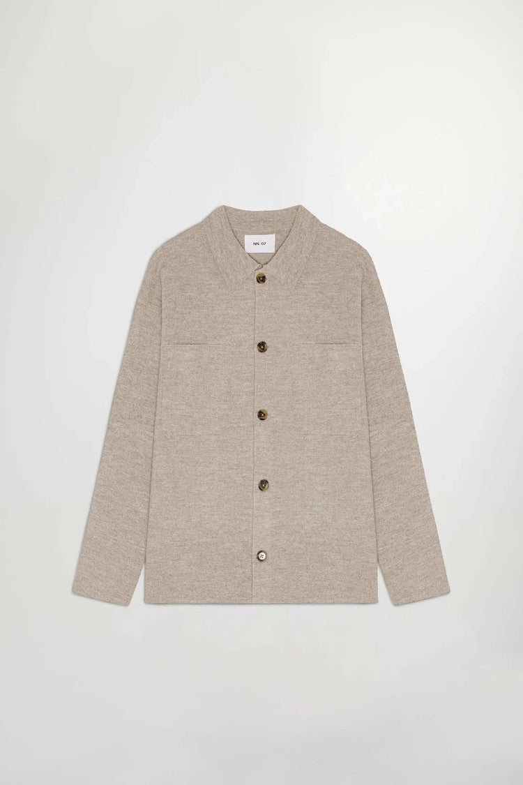 NN07 herr jacka i beige ull med knappar och rak passform