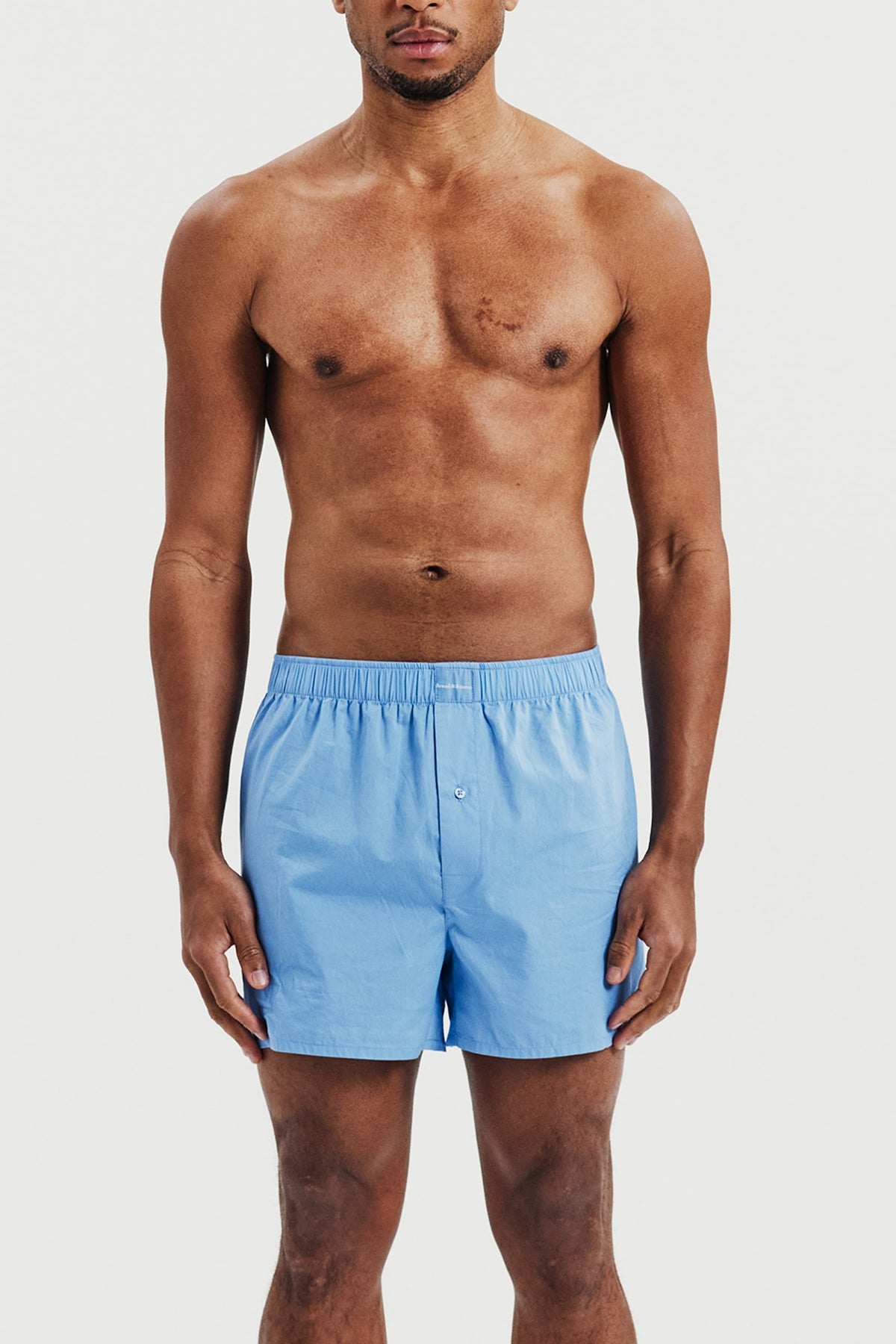 Boxershorts i bomullspoplin, 2-pack - Ljusblå – baksida