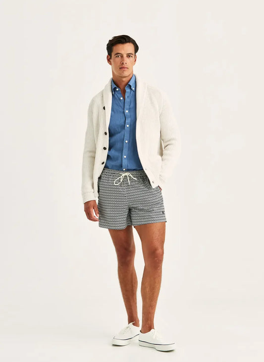 Brayden off white shawl cardigan herrkofta med knappar