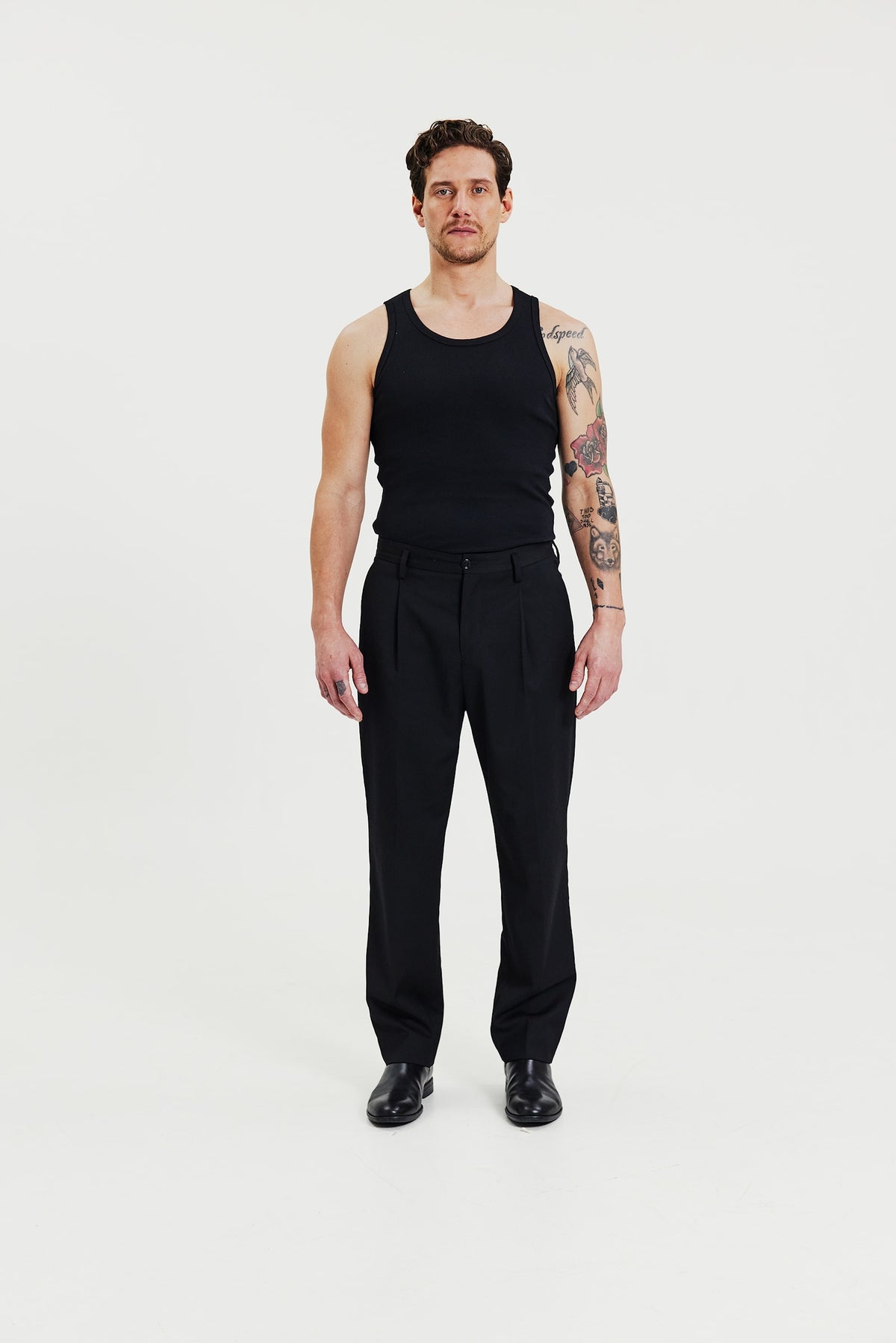 Ribbat linne i ekologisk bomull, 2-pack - Svart – baksida