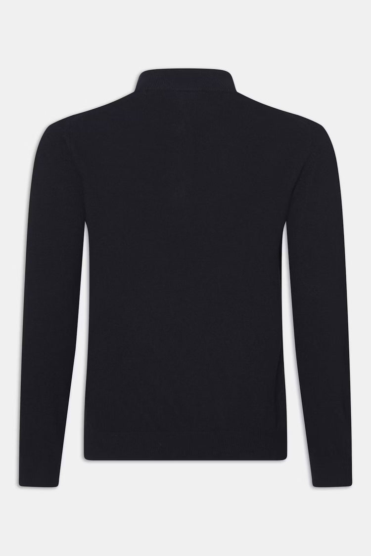 Regular Fit Half Zip Tröja Ull-Kashmir - Mörkblå