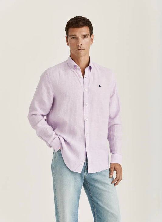 Douglas Linen Shirt-Classic Fit - 50 Purple