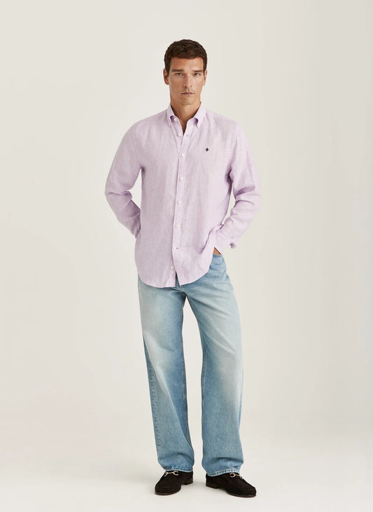 Douglas Linen Shirt-Classic Fit - 50 Purple
