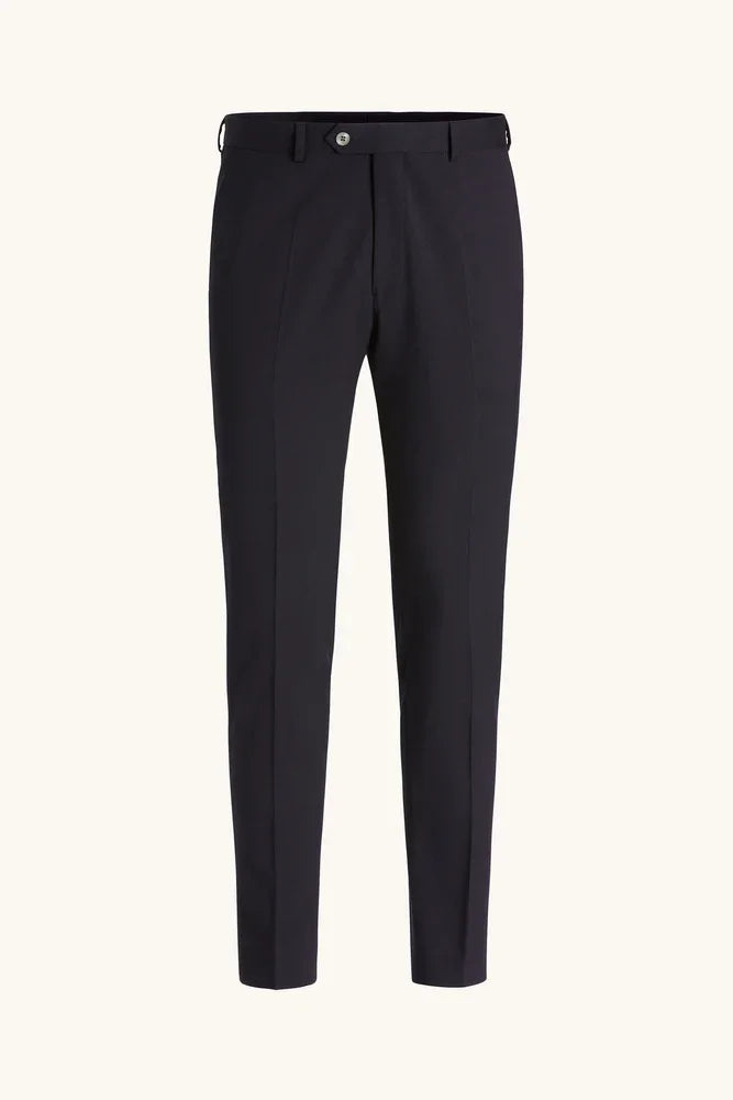 Oscar Jacobson Denz Slim Fit byxor i mörkblå tropical wool