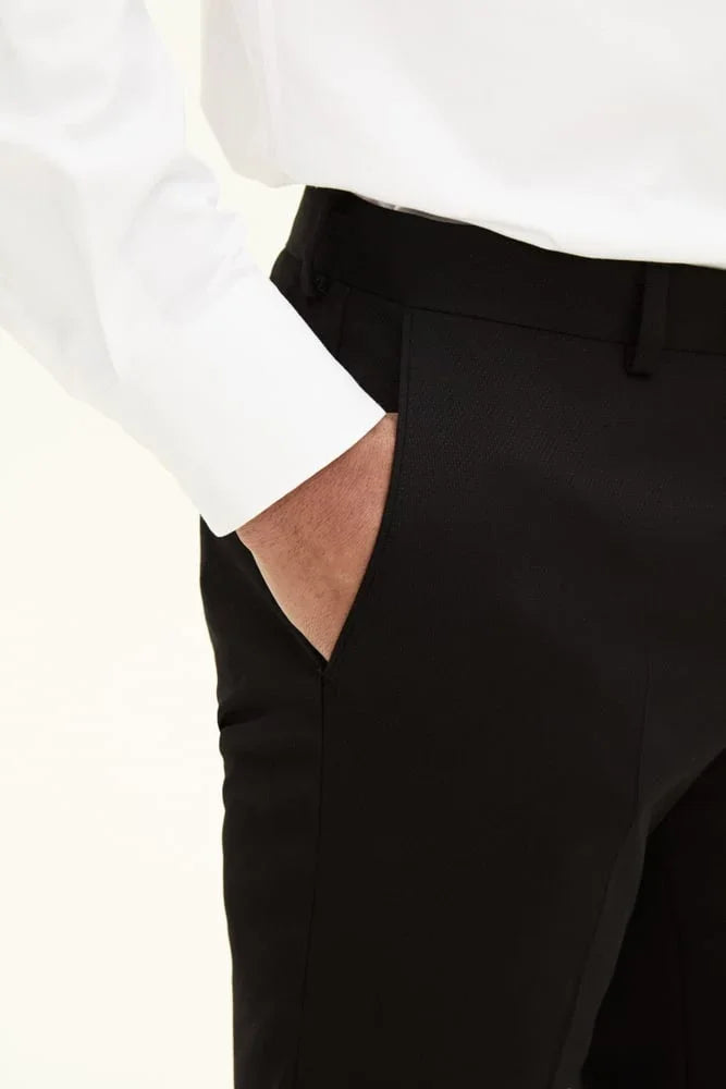 Oscar Jacobson Denz Slim Fit byxor i tropical wool, svart