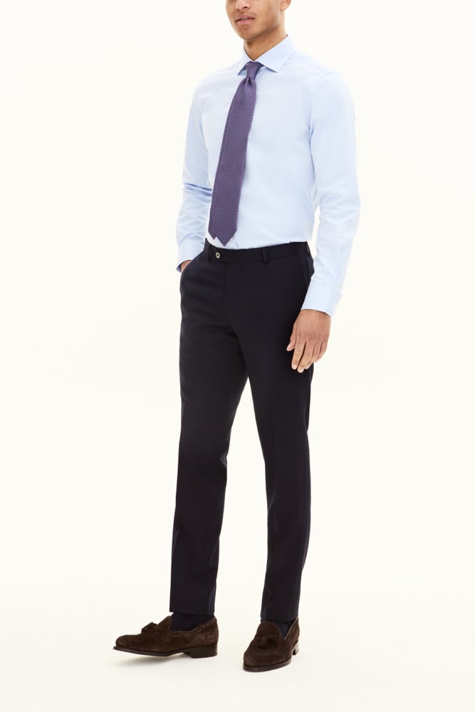 Denz Slim Fit Byxor Tropical Wool - Mörkblå – detalj