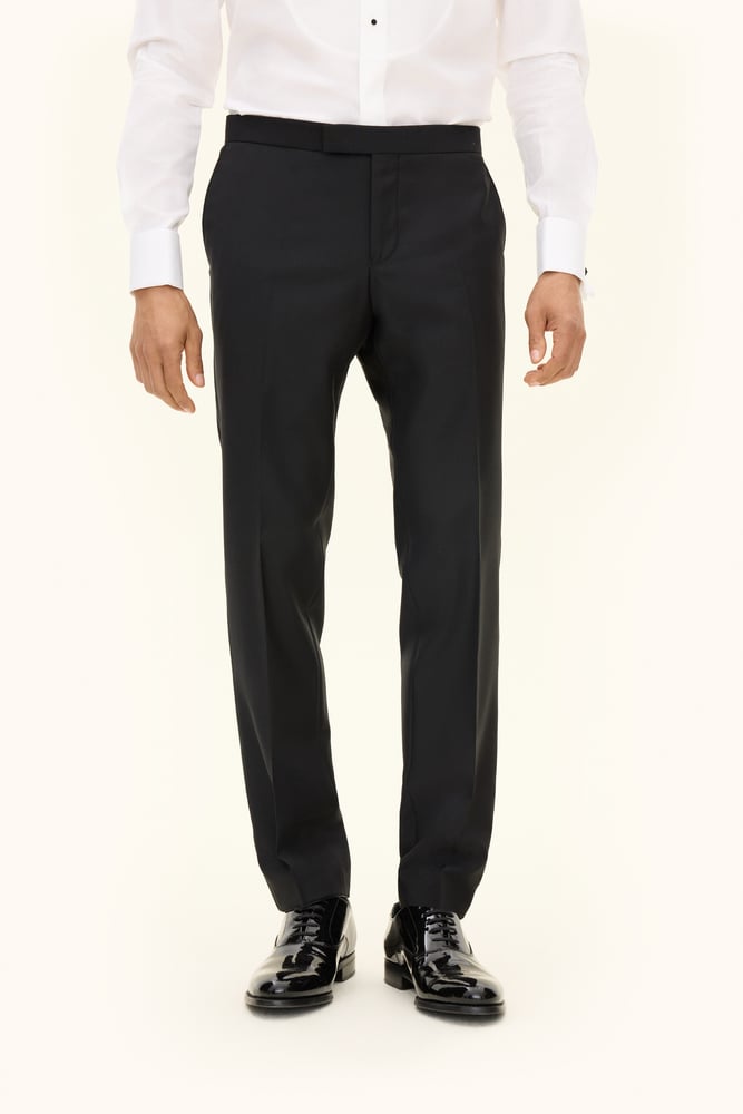 Duke Slim Fit Microstructure Smokingbyxor - Svart – detalj