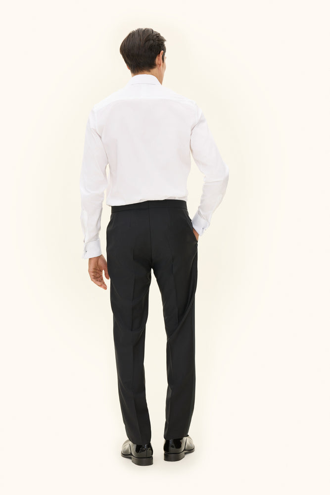 Duke Slim Fit Microstructure Smokingbyxor - Svart – detalj