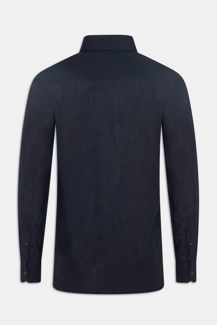 Regular Fit Linneskjorta - Mörkblå