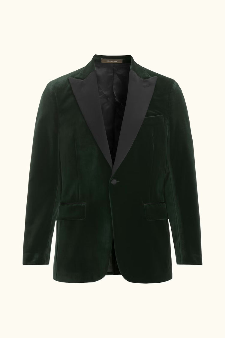 Frampton Velvet Blazer - Dark Green