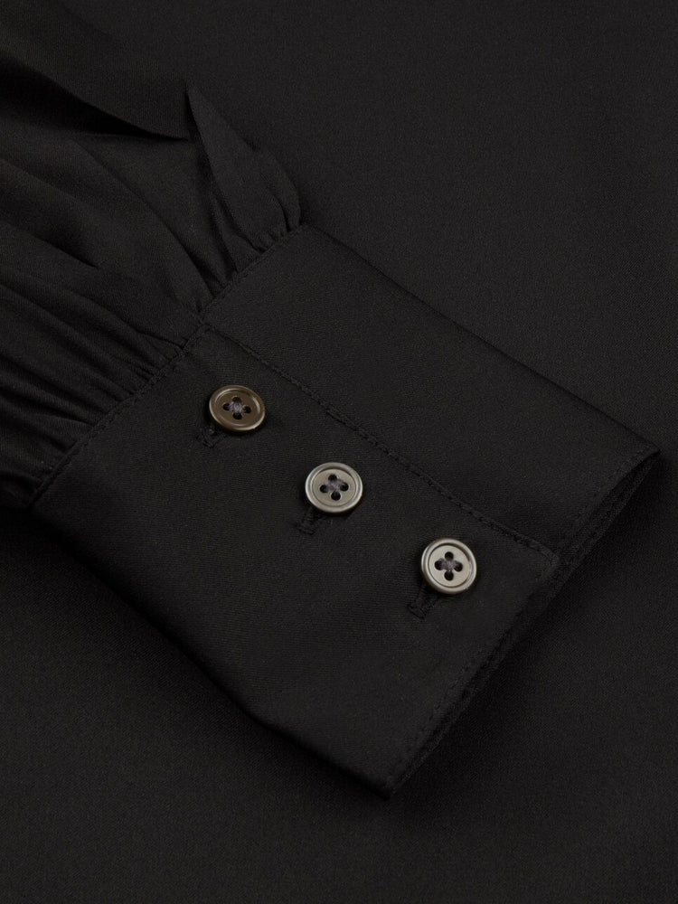Selma Blouse, Bowtie Flyfront - Black