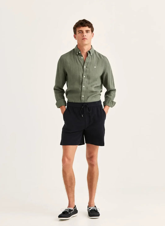 Delon Terry shorts herr marinblå med dragsko