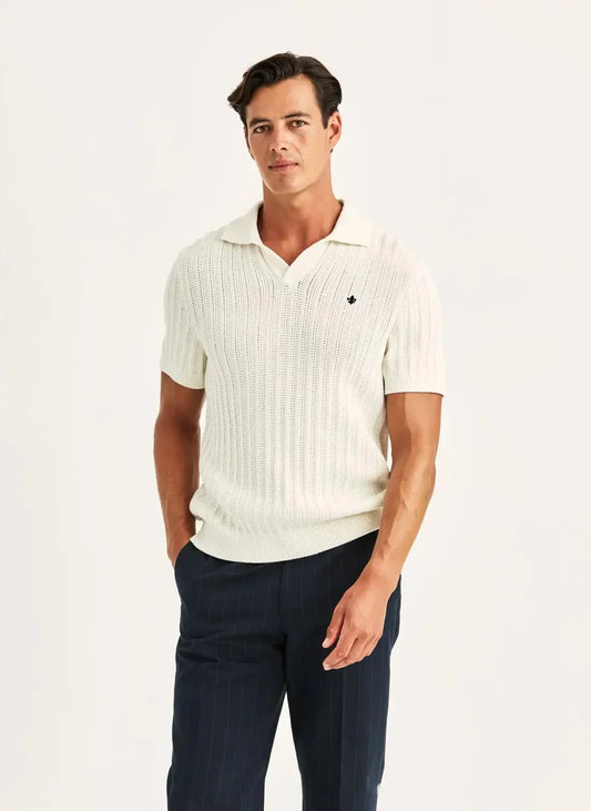Baldwin Resort Polo off white stickad pikétröja herr