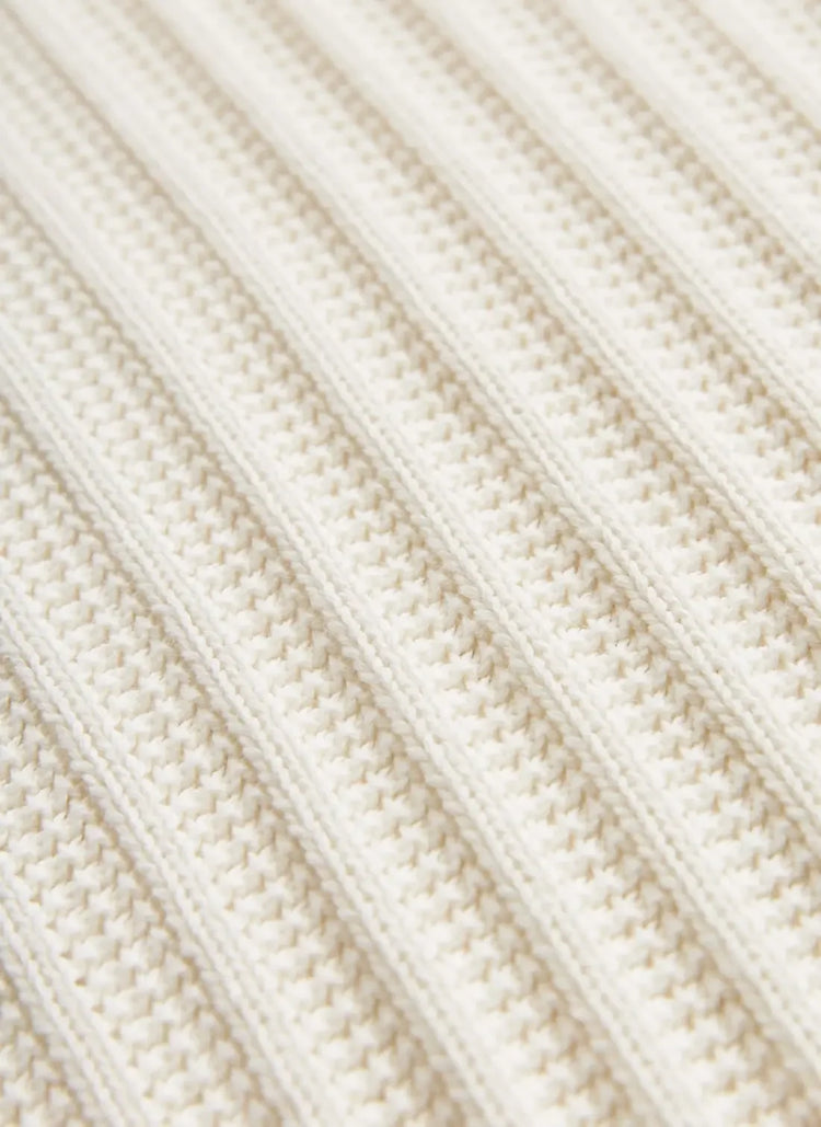 Baldwin Resort Polo piké off white herr, stickad ribbad struktur