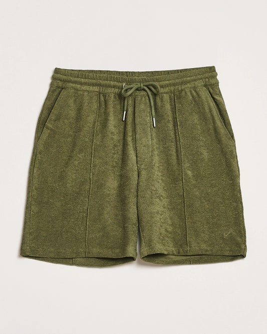 Shorts Pleat Terry Slub Cotton - 460 Green