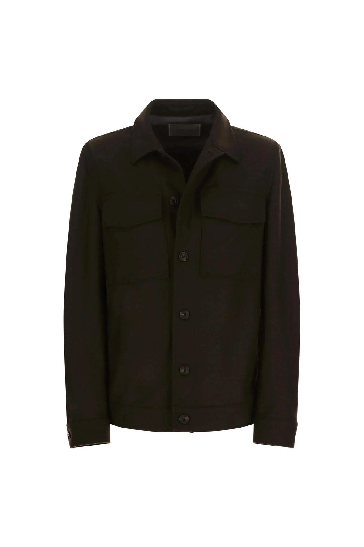 90-overshirt herr overshirt i brun ull med fickor fram och knappstängning