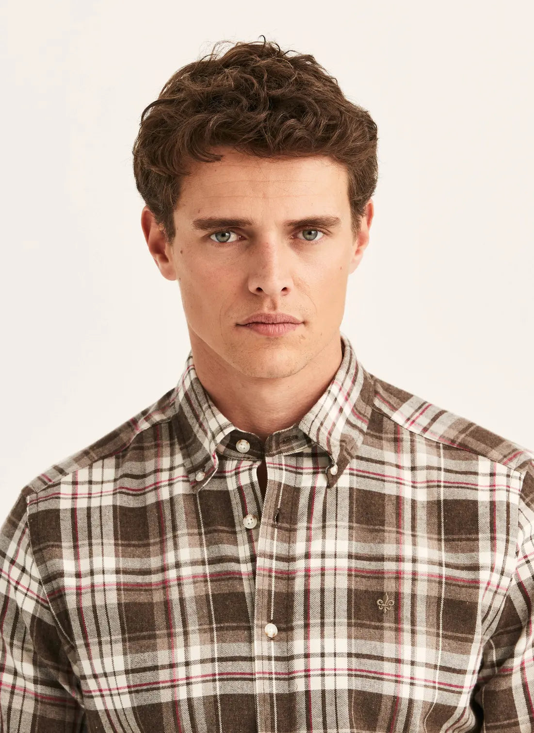 Happy Flannel Check Shirt-Classic Fit - 80 Brown