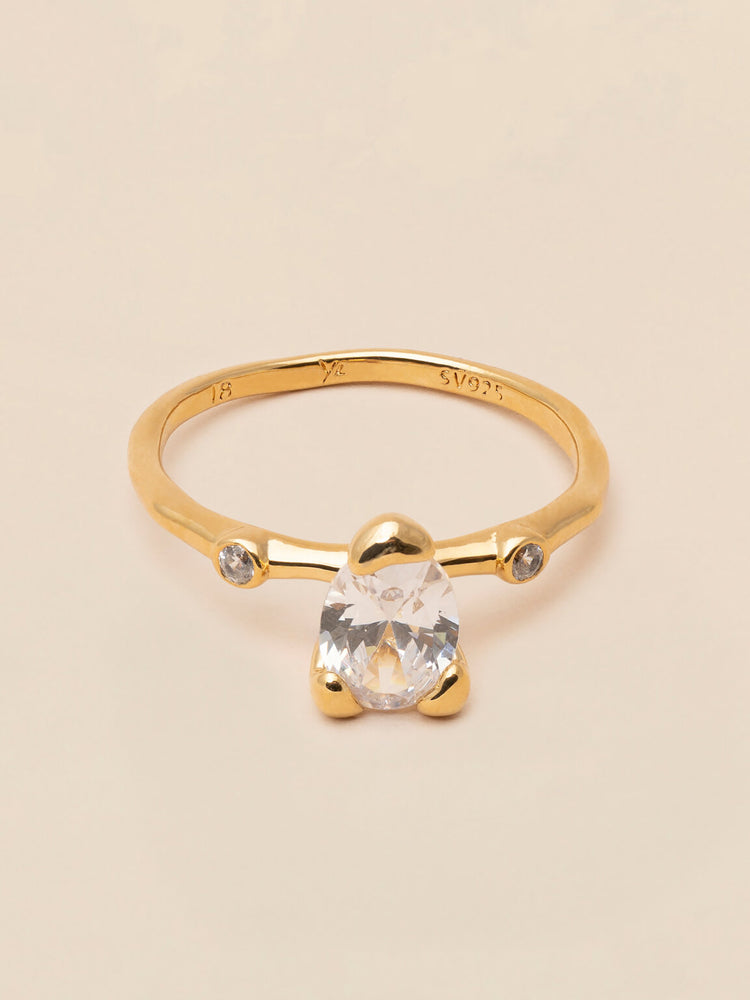 Embla ring - Crystal 925 Sterling Silver, 18k gold plating