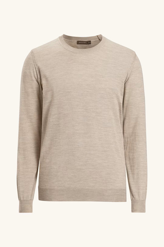 Regular Fit Rundhalsad Tröja Extra Fine Merinoull - Baked Beige