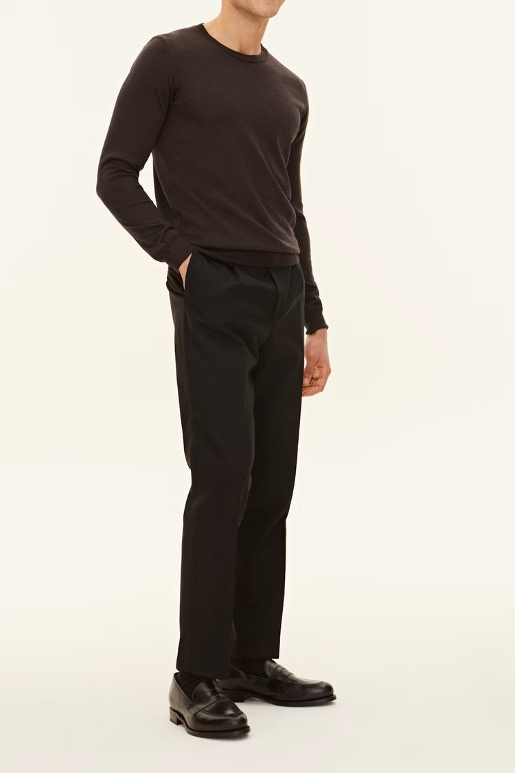 Regular Fit Rundhalsad Tröja Extra Fine Merinoull - Brown Flannel