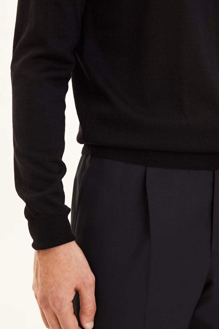 Regular Fit Rundhalsad Tröja Extra Fine Merinoull - Night Blue