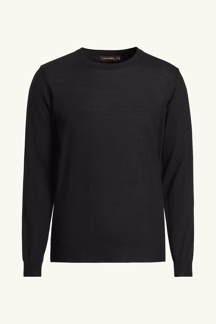 Regular Fit Rundhalsad Tröja Extra Fine Merinoull - Night Blue