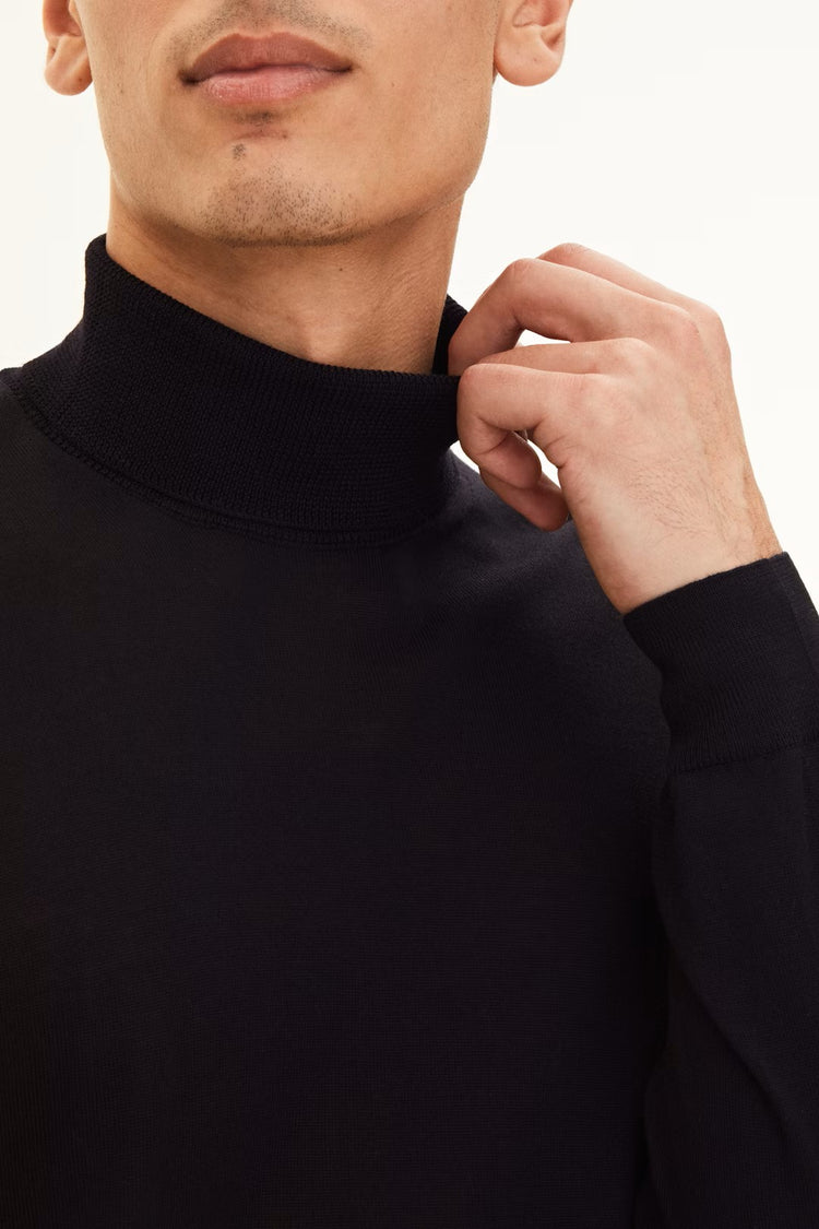 Regular Fit Polotröja Extra Fine Merinoull - Night Blue
