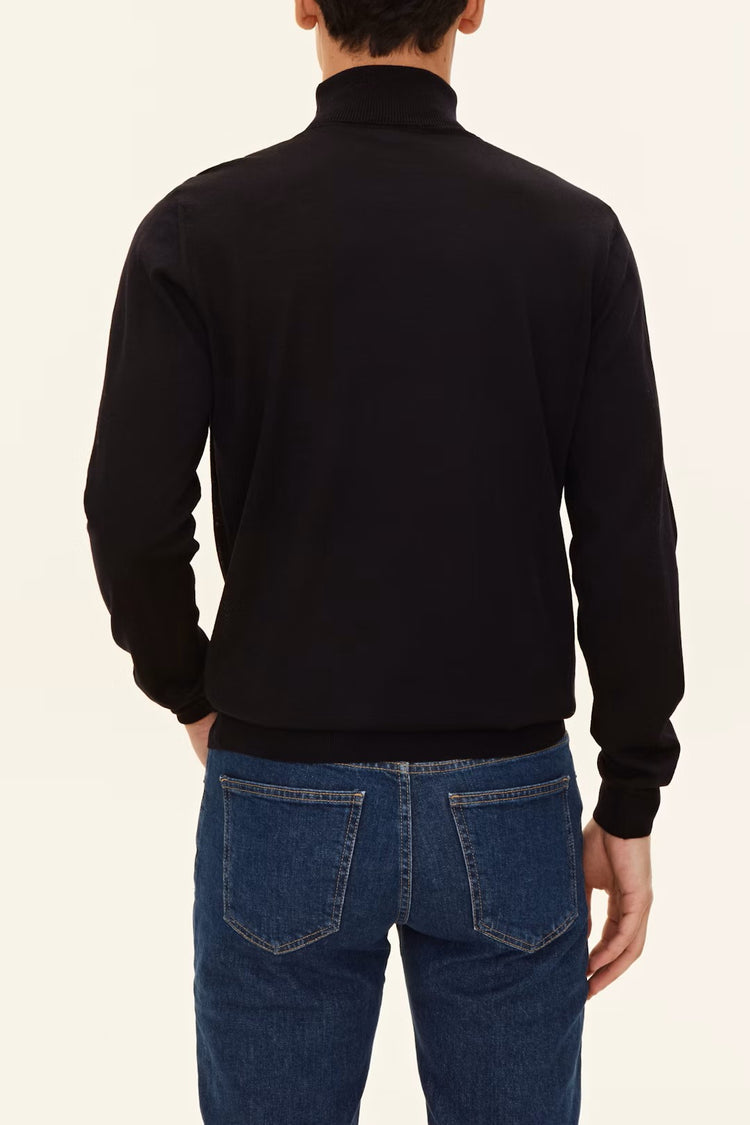 Regular Fit Polotröja Extra Fine Merinoull - Night Blue