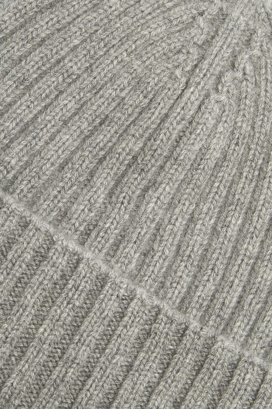 Stickad Kashmir Mössa - Gråmelerad