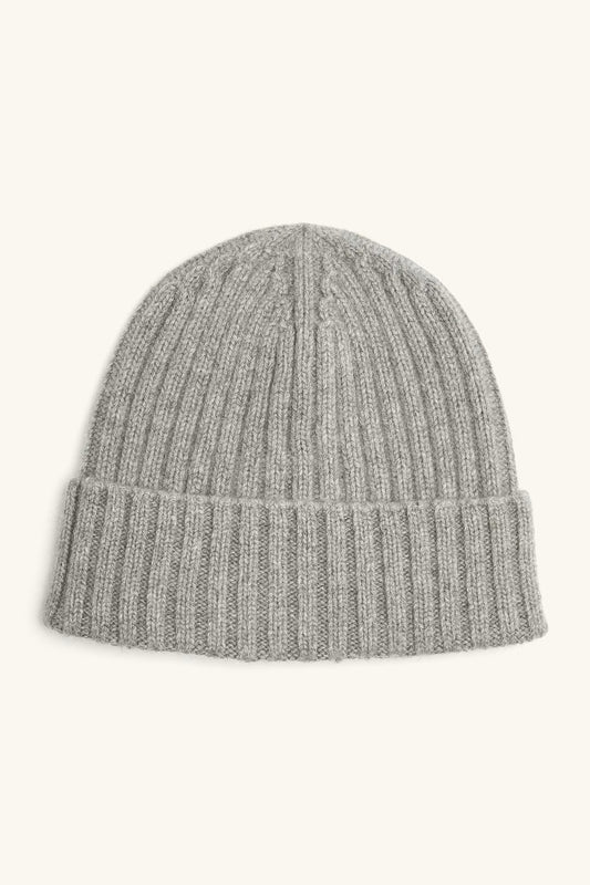 Stickad Kashmir Mössa - Gråmelerad