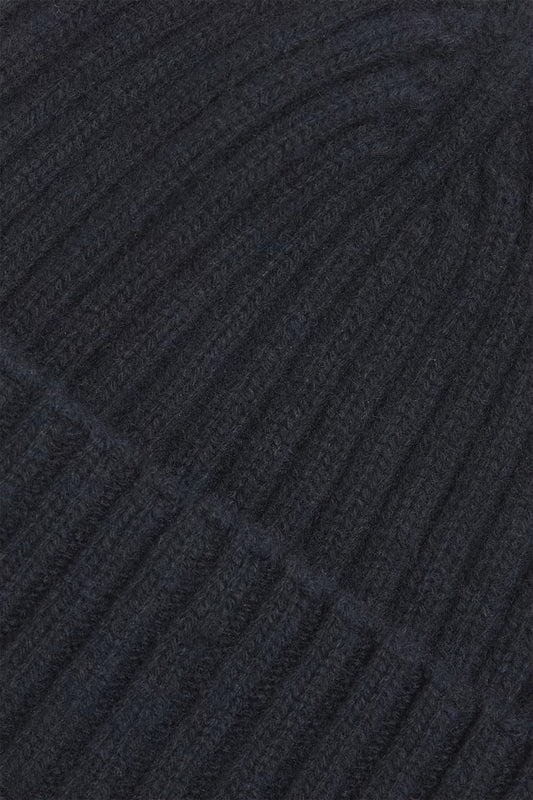 Knitted Cashmere Beanie - 210 Navy