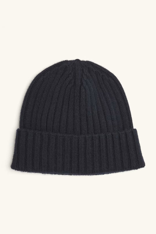 Knitted Cashmere Beanie - 210 Navy