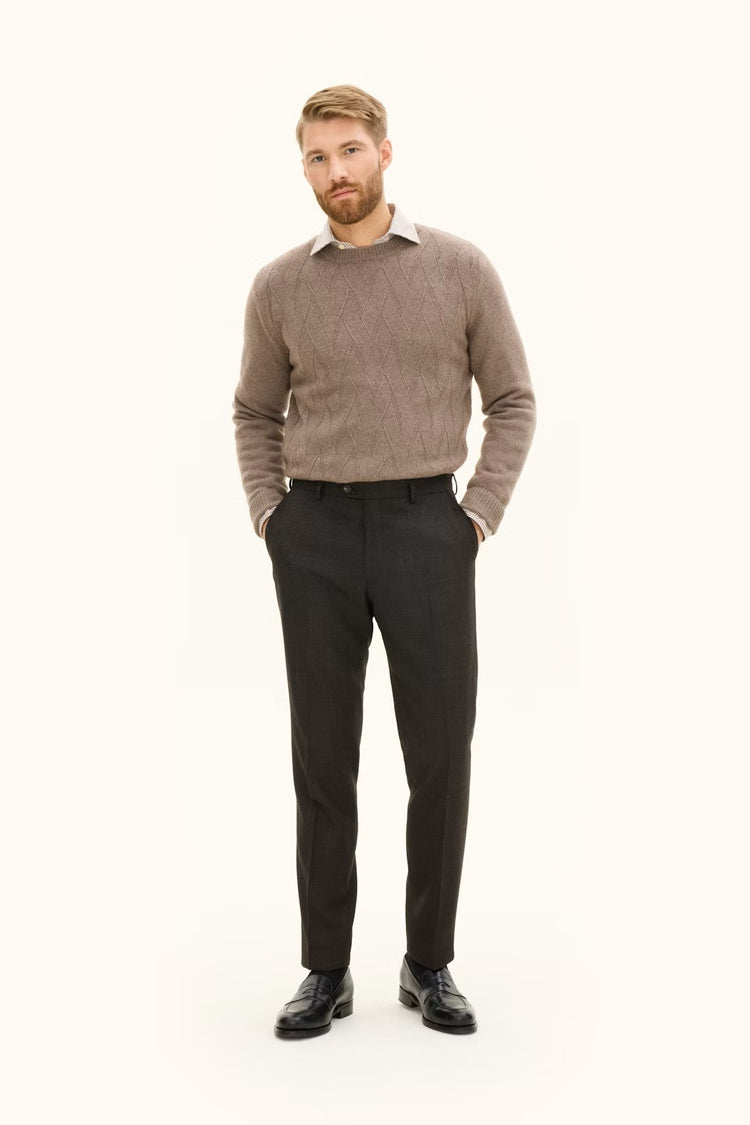 Regular Fit Rundhalsad Tröja Ull-Kashmir - Walnut Beige