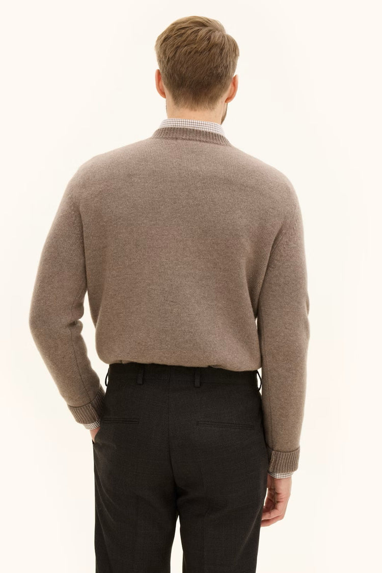 Regular Fit Rundhalsad Tröja Ull-Kashmir - Walnut Beige