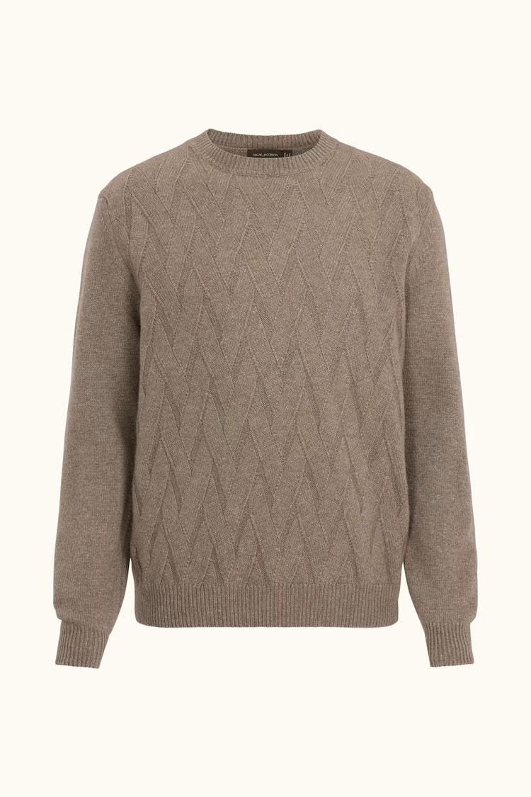 Regular Fit Rundhalsad Tröja Ull-Kashmir - Walnut Beige