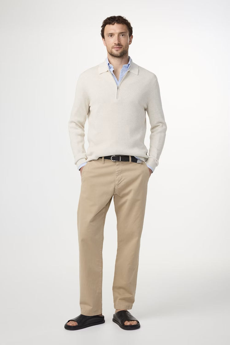 Hansie Ribbed Half Zip Polo - Ivory