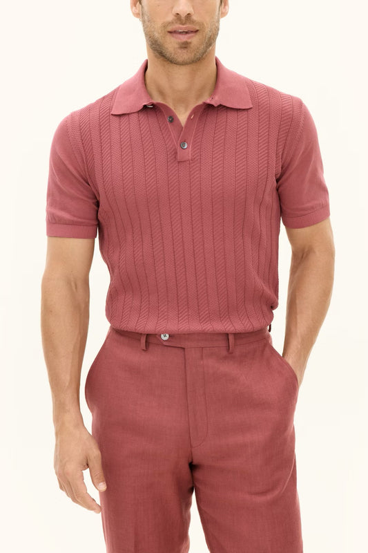 Barto Stripe Poloshirt - 687 Wild Red
