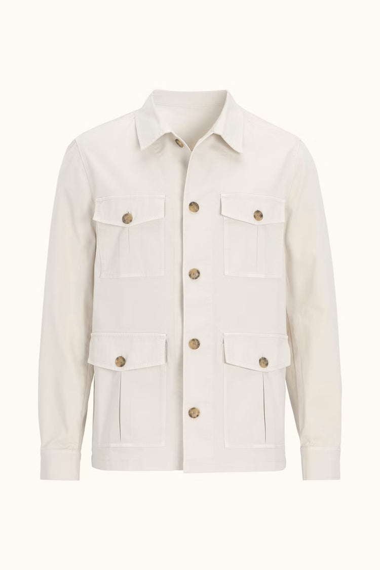 Safari Shirt Jacket - 916 Creme White