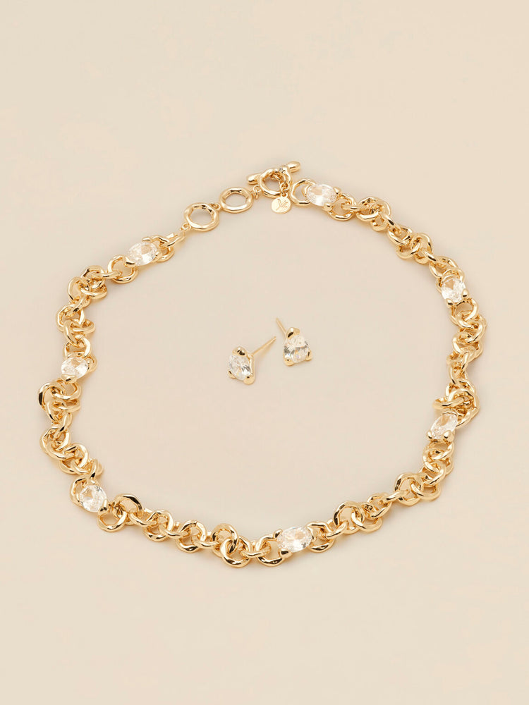 Embla Avantgarde necklace - Crystal 18k guldplätering