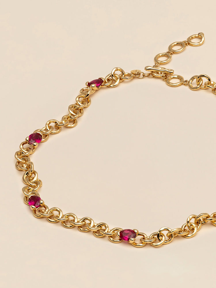 Embla avantgarde necklace - Ruby 18k guldplätering