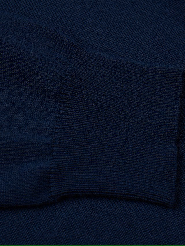 Sweater Knitted V-Neck Merino Wool - 190 Navy
